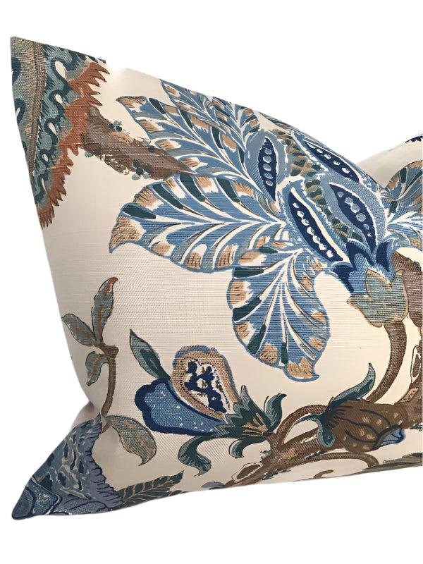 Dekowe Schumacher Chalfont Pillow Cover In Porcelain Blue And Brown