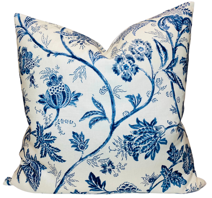 dekowe Schumacher Chinoiserie Vine Pillow Cover in Cobalt Blue
