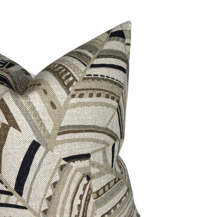 Dekowe Schumacher Deco Leaves Pillow Cover In Neutral Brown