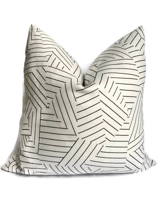 dekowe Schumacher Deconstructed Stripe Pillow Cover in Black