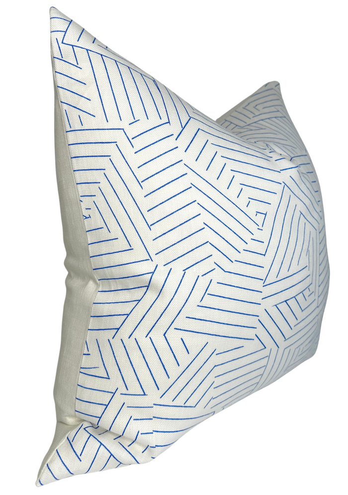 Dekowe Schumacher Deconstructed Stripe Pillow Cover In Cobalt Blue