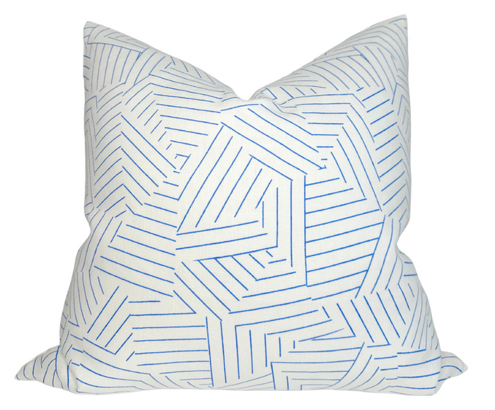 dekowe Schumacher Deconstructed Stripe Pillow Cover in Cobalt Blue