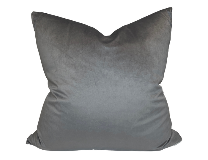 dekowe Schumacher Empress Velvet Pillow Cover in Pewter