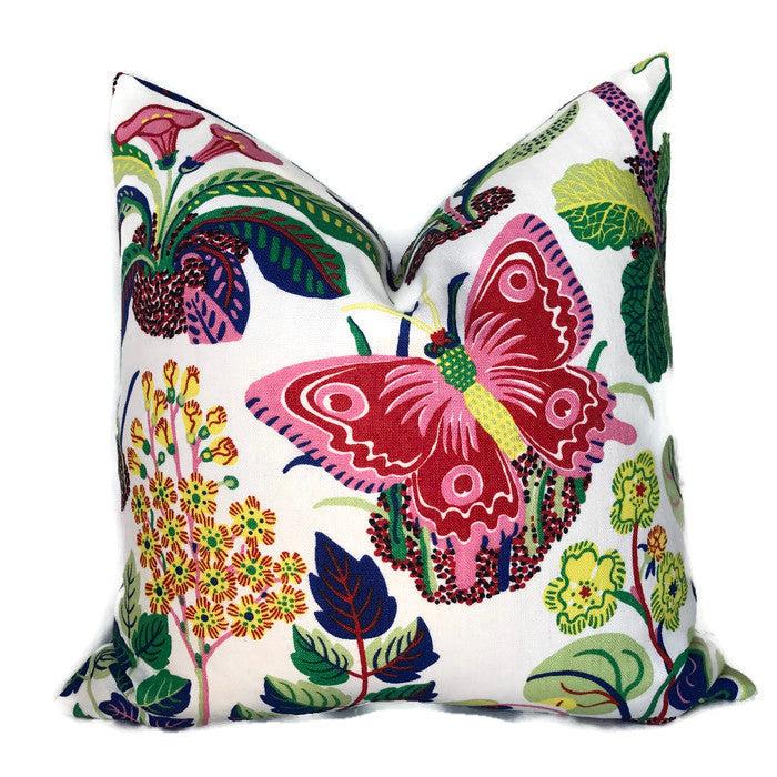 dekowe Schumacher Exotic Butterfly Pillow Cover in Spring