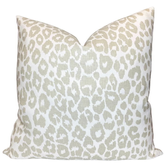 dekowe Schumacher Iconic Leopard Pillow Cover in Linen Brown