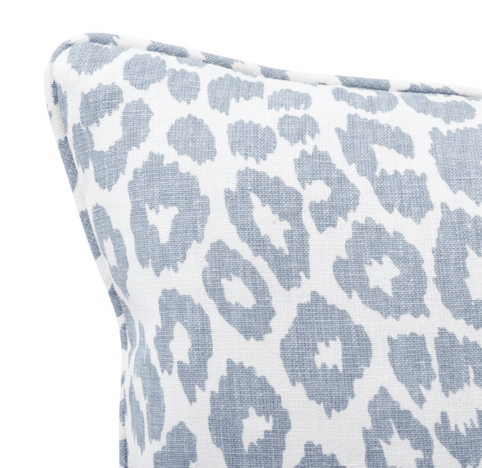 Dekowe Schumacher Iconic Leopard Pillow Cover In Sky Blue