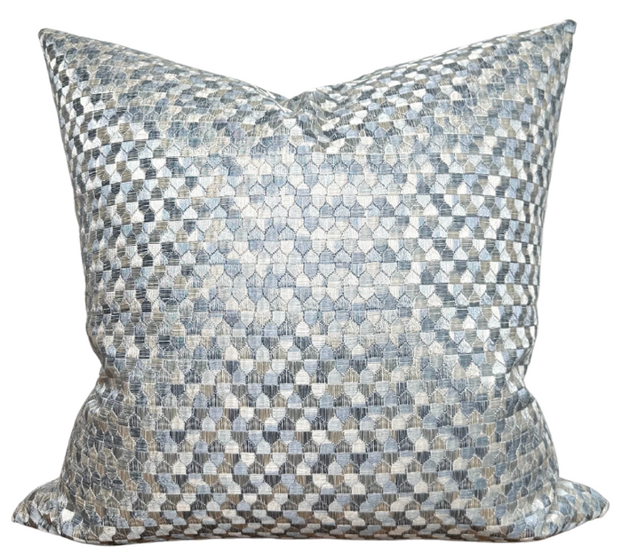 dekowe Schumacher Ivins Woven Pillow Cover in Sky Blue