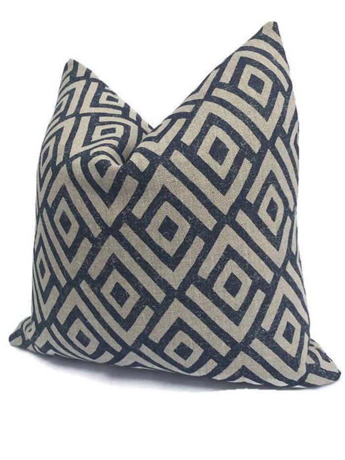Dekowe Schumacher Kasai Pillow Cover In Indigo Blue