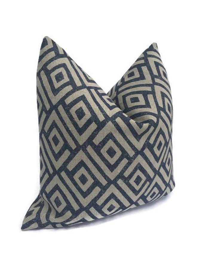 Dekowe Schumacher Kasai Pillow Cover In Indigo Blue