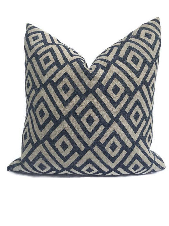 dekowe Schumacher Kasai Pillow Cover in Indigo Blue