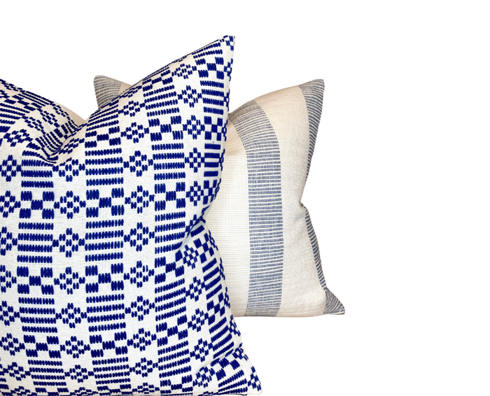 Dekowe Schumacher Ketley Stripe Pillow Cover In Blue