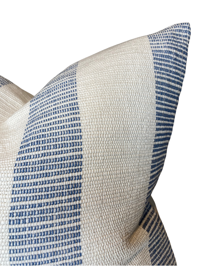 Dekowe Schumacher Ketley Stripe Pillow Cover In Blue