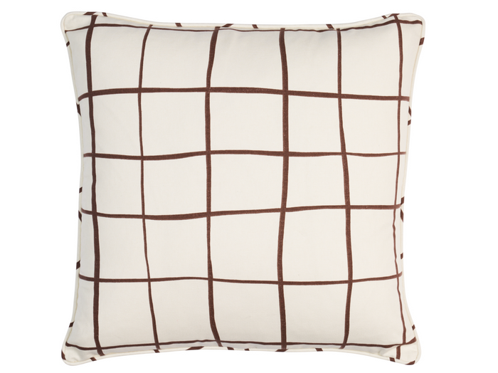 dekowe Schumacher Painterly Windowpane Pillow Cover in Brown