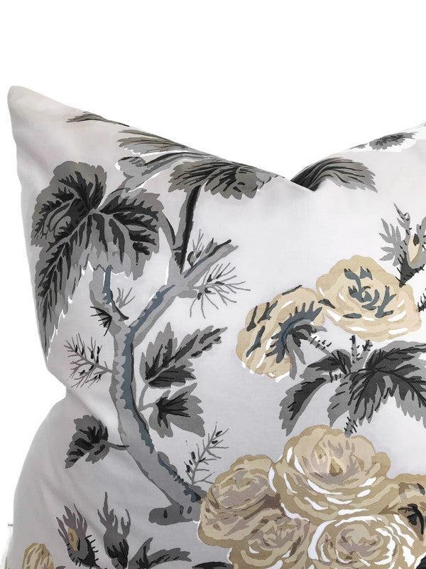 Dekowe Schumacher Pyne Hollyhock Pillow Cover In Grisaille