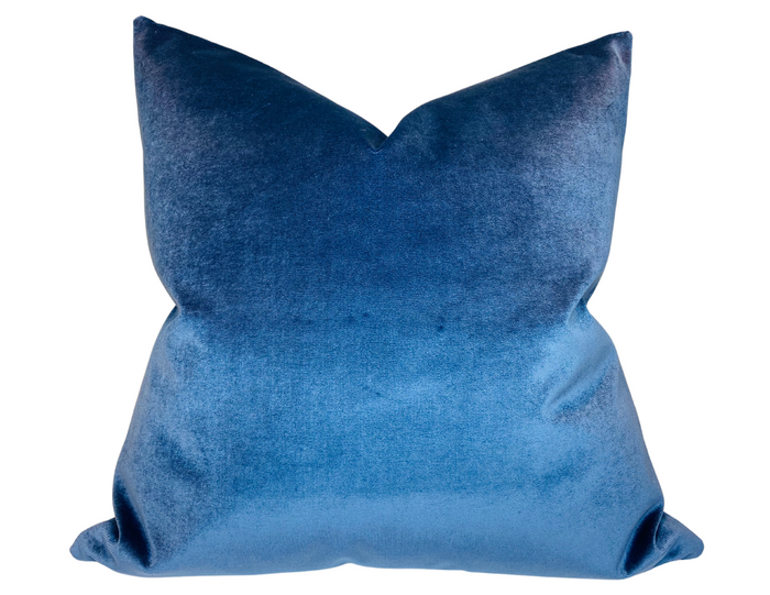 dekowe Schumacher Rocky Performance Velvet Pillow Cover in Indigo