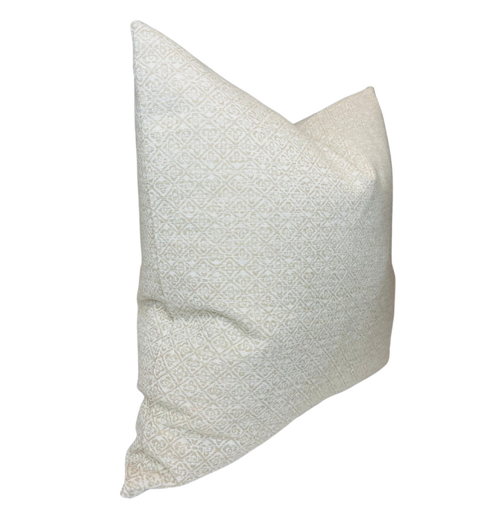 Dekowe Schumacher Sarong Weave Pillow Cover In White Sand