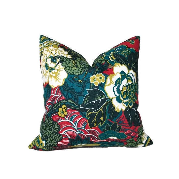 Dekowe Schumacher Shanghai Peacock Pillow Cover In Cerise