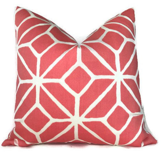 dekowe Schumacher Trina Turk Trellis Print Pillow Cover in Watermelon