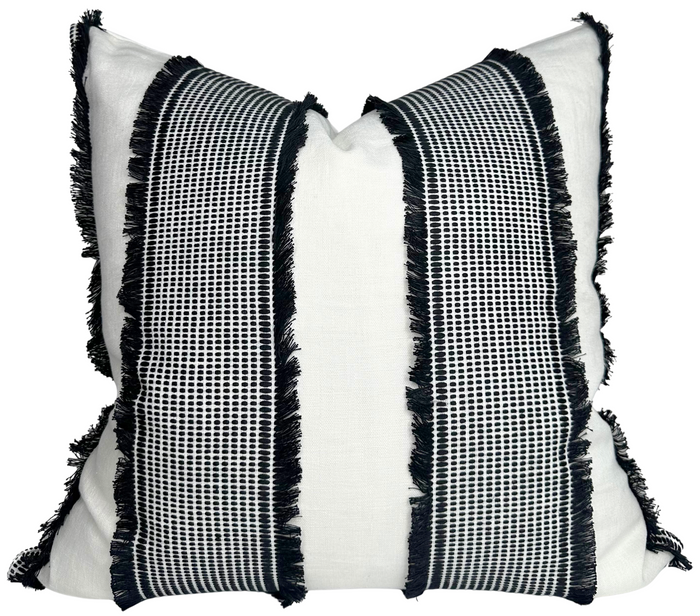 dekowe Schumacher Tulum Embroidered Pillow Cover in Black
