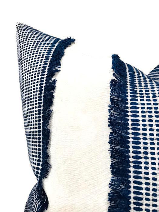 Dekowe Schumacher Tulum Embroidered Pillow Cover In Blue