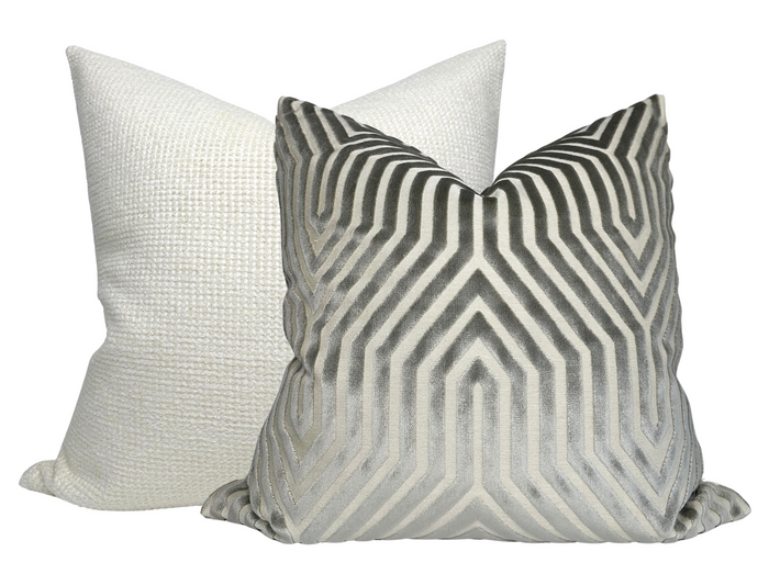Dekowe Schumacher Vanderbilt Pillow Cover In Dove Grey