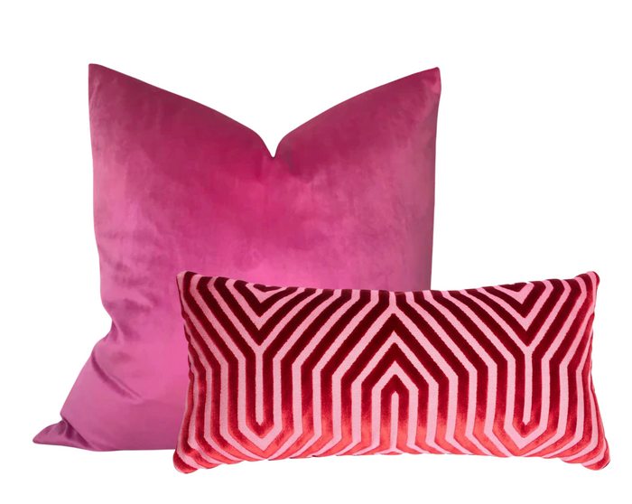 Dekowe Schumacher Vanderbilt Velvet Pillow Cover In Fuchsia