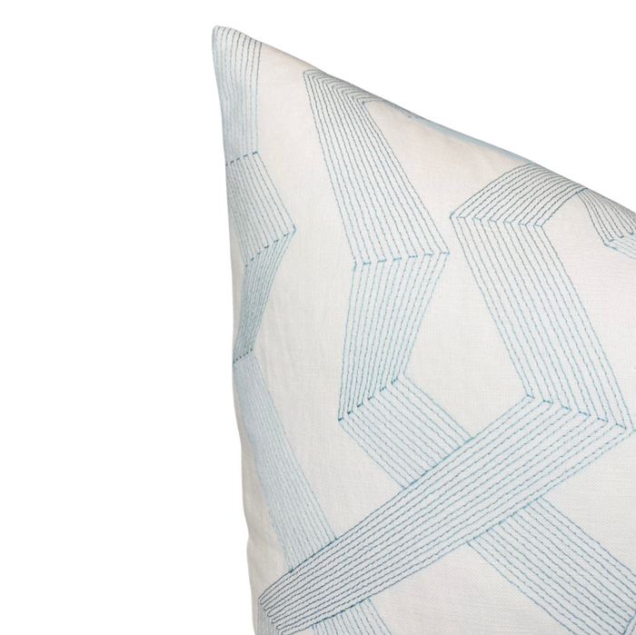 Dekowe Soto Embroidered Pillow Cover In Bayside Blue