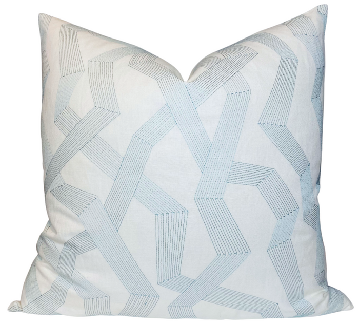 dekowe Soto Embroidered Pillow Cover in Bayside Blue