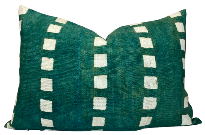 dekowe Square Print Mudcloth Pillow Cover in Hunter Green