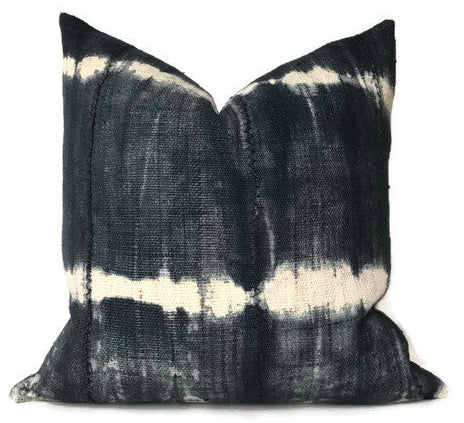 dekowe Striped African Mudcloth Pillow Cover in Slate