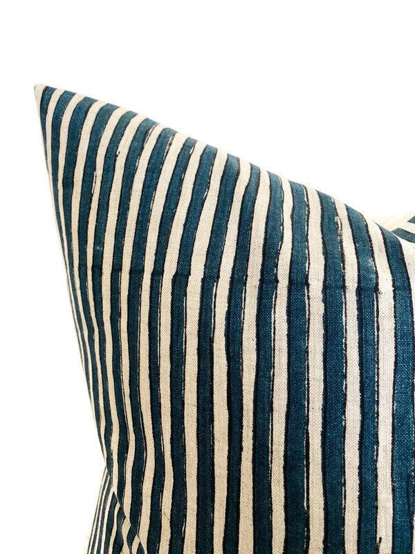 Dekowe Ticking Pillow Cover In Indian Teal Walter G Textiles