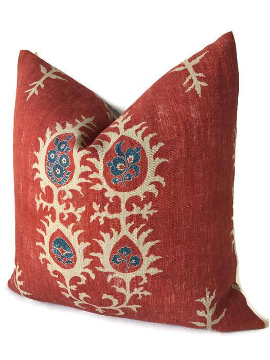 Dekowe Tribal Pillow Cover In Flame Red Carlton V Textiles