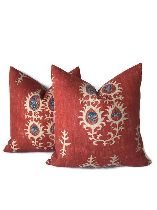 Dekowe Tribal Pillow Cover In Flame Red Carlton V Textiles