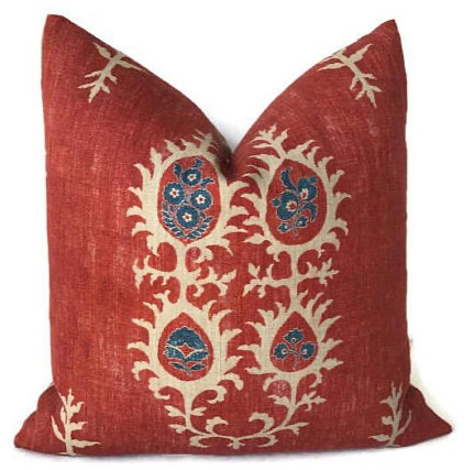 dekowe Tribal Pillow Cover in Flame Red Carlton V Textiles
