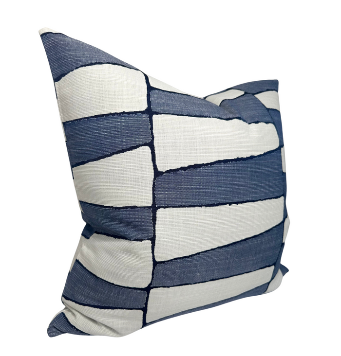 Dekowe Tribal Trellis Pillow Cover In Chambray Indoor Outdoor Pillow