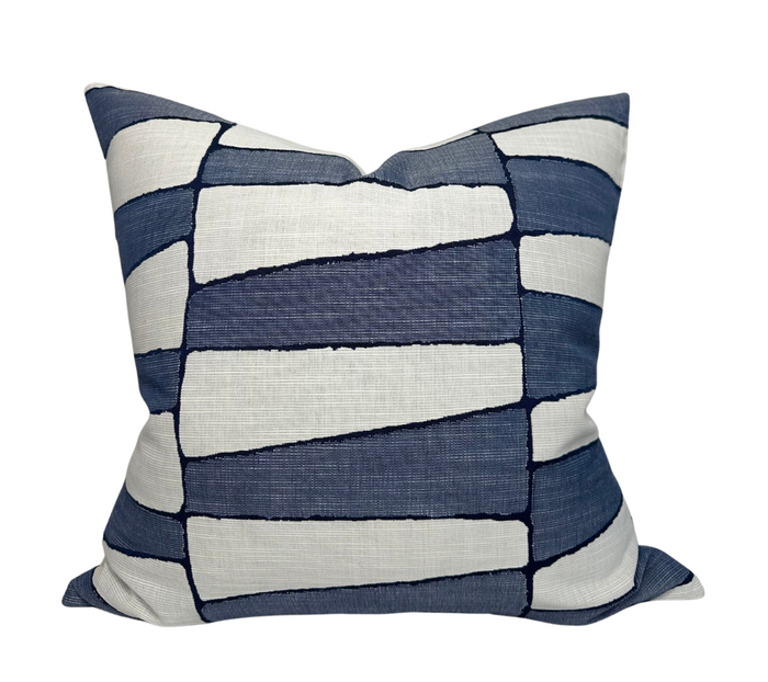 dekowe Tribal Trellis Pillow Cover in Chambray Indoor Outdoor Pillow