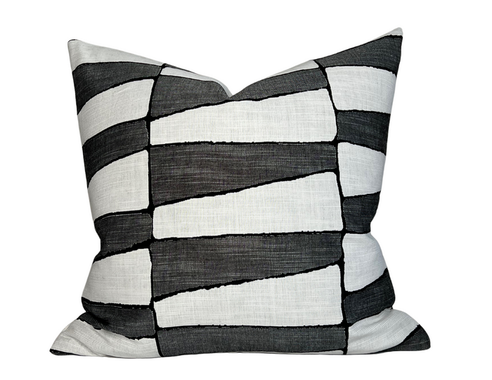 dekowe Tribal Trellis Pillow Cover in Ebony Indoor Outdoor Pillow