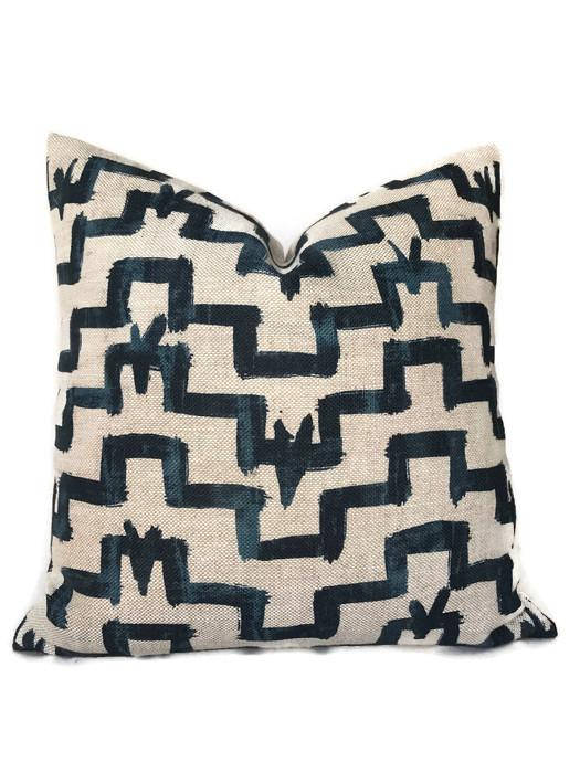 Dekowe Tulah Pillow Cover In Navy Blue Designer Pillows