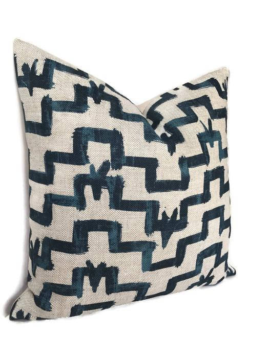 Dekowe Tulah Pillow Cover In Navy Blue Designer Pillows
