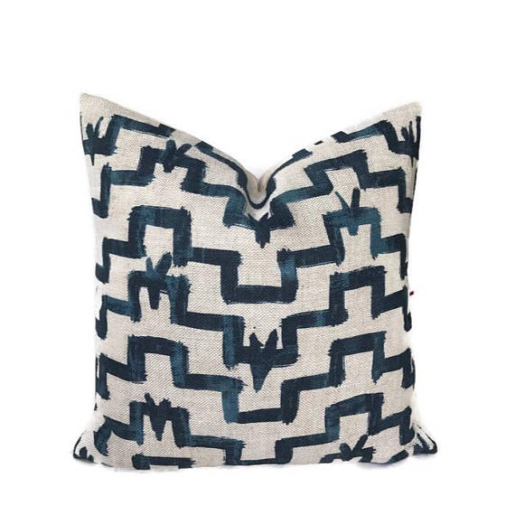 dekowe Tulah Pillow Cover in Navy Blue Designer Pillows