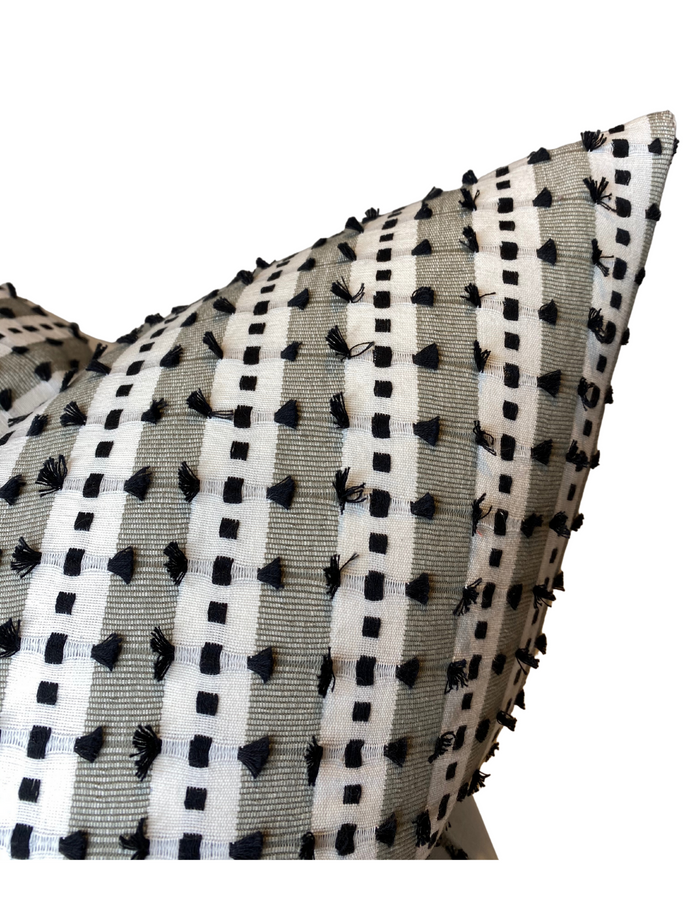 dekowe Tulum Striped Embroidered Pillow Cover in Black