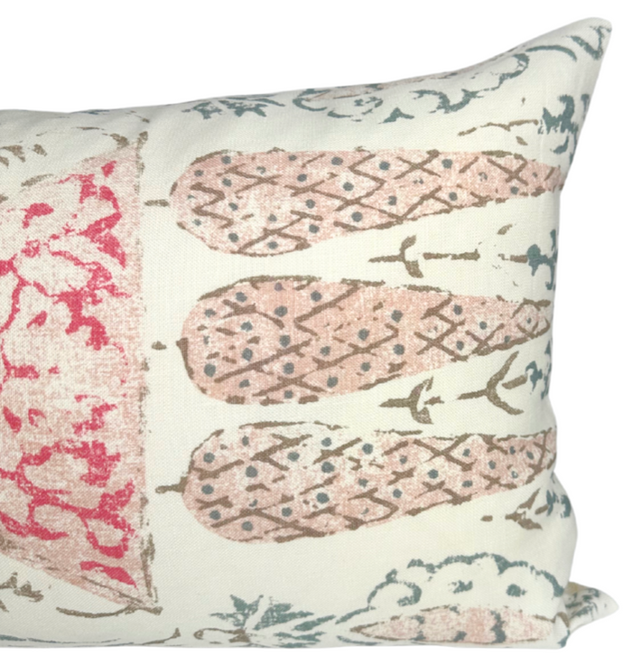 Dekowe Vasari Pillow Cover In Blue + Pink Penny Morrison Textiles