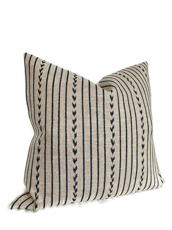 Dekowe Yucatan Stripe Pillow Cover In Indigo McLaurin + Piercy Textiles