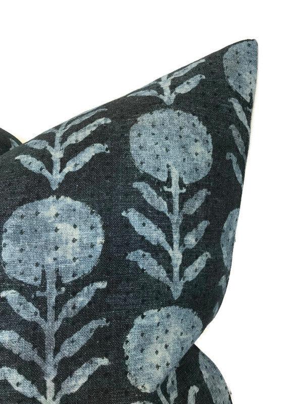 Dekowe Zinnia Pillow Cover In Indigo Blue McLaurin + Piercy Textiles