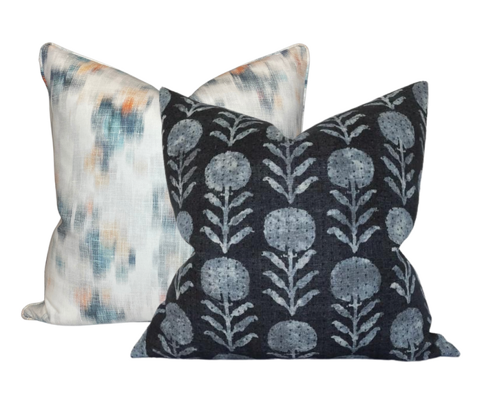 Dekowe Zinnia Pillow Cover In Indigo Blue McLaurin + Piercy Textiles