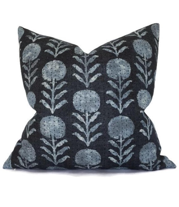 dekowe Zinnia Pillow Cover in Indigo Blue McLaurin + Piercy Textiles