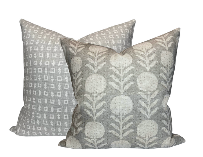 Dekowe Zinnia Pillow Cover In Sand Grey McLaurin + Piercy Textiles