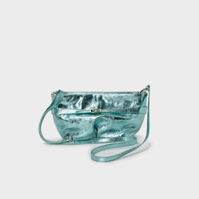 Del Carlo ANNA - Cross-body Bag In Laminated Light Blue Leather - Del Carlo