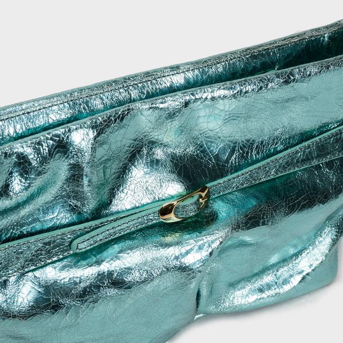 Del Carlo ANNA - Cross-body Bag In Laminated Light Blue Leather - Del Carlo
