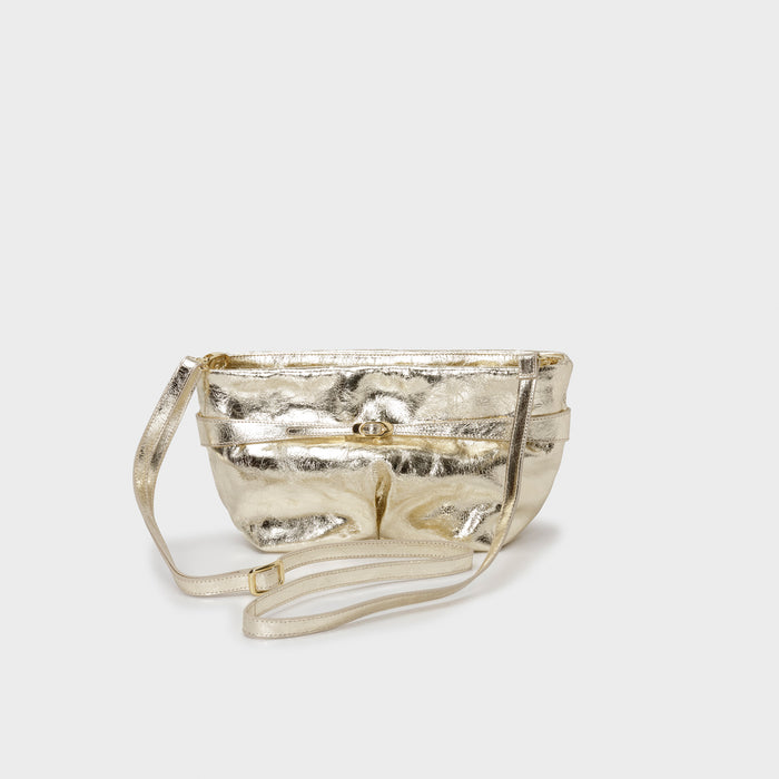 Del Carlo ANNA - Cross-body Bag In Laminated Pyrite Leather - Del Carlo